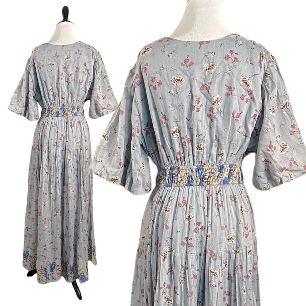 Free People Lysette Maxi Dress in Bluebell Bohemian Gypsy Indian Cotton XS - Picture 9 of 12